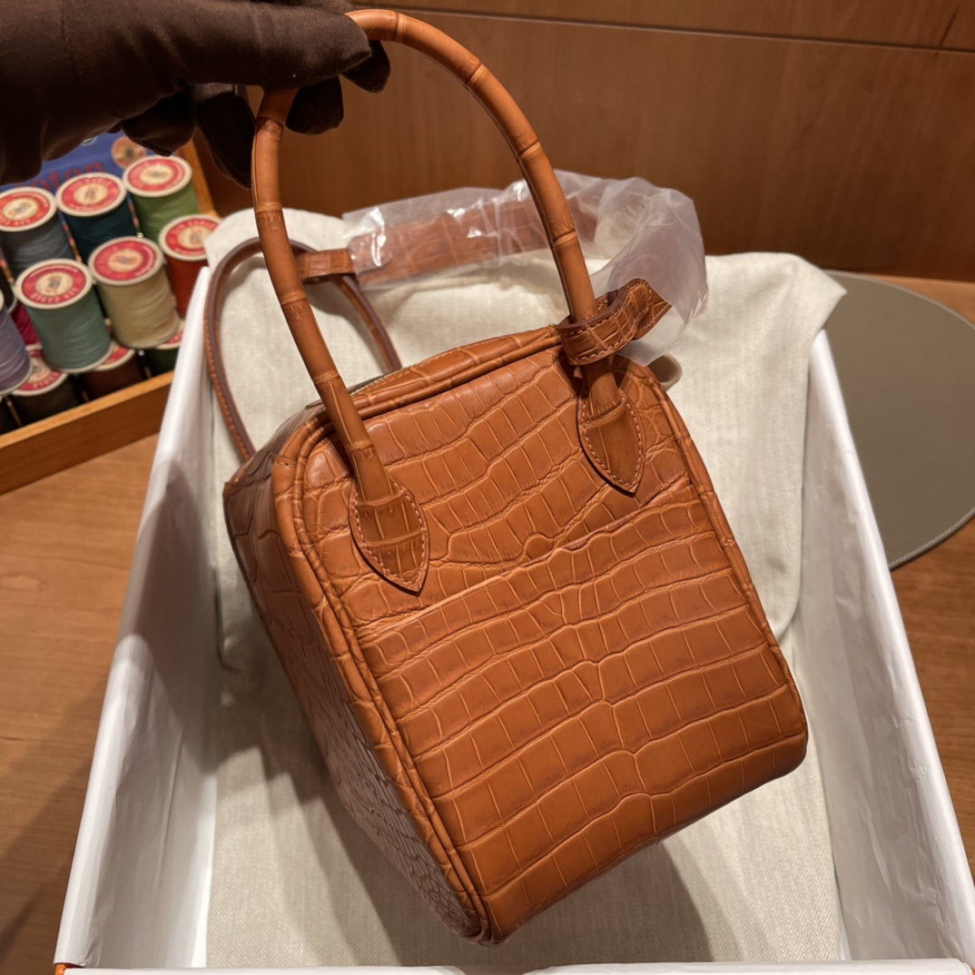 에르메스 린디백26 골드브라운 금장 악어가죽